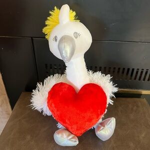 Way To Celebrate Valentine’s Day White Flamingo Plush Holding Red Heart